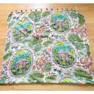 Two's Company Tropical Pom Pom Resortwear Vibrant Scarf / Wrap Shawl Lightweight